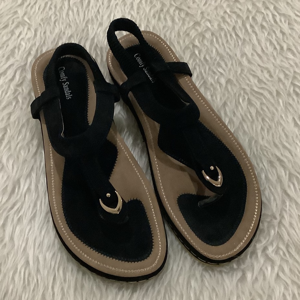 Black elastic summer beach comfy sandals